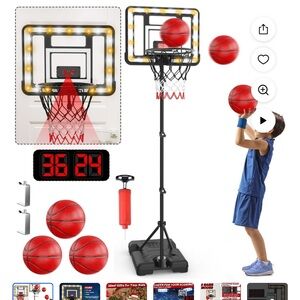 Adjustable Basketball Hoop with LED Lights